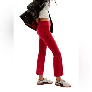 Free People In My Feelings Pink Velvet Crop Flare Pants | Small
